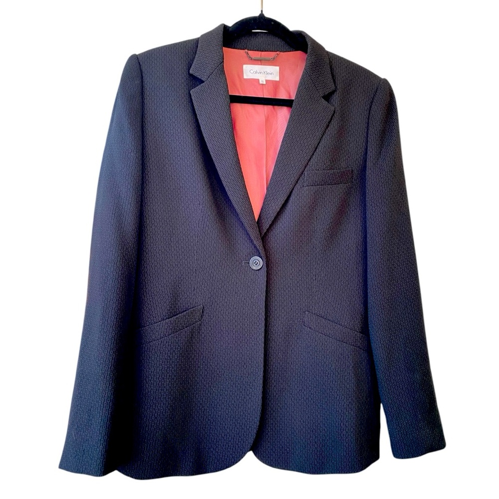 Calvin Klein One-Button Black Blazer size 10